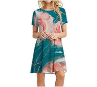 Boho Kleid Damen Sale Angebote Sexy Rückenfreies Multiway Bandage Wickelkleid V-Ausschnitt Blumenkleid Loose T-Shirt Kleid Floral Minikleid Blumen Kurzarm Kleid V-Ausschnitt A-Linie Midi Kleider