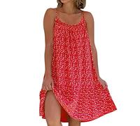 Boho Kleider, Boho Kleid Rot Damen Boho Sommer Elegant Sommerkleid Blumenkleid A-Linie Kleid Freizeitkleider Casual Curvy Hohe Taille Wickelkleid Sommerkleider Boho-Kleid