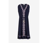 Midikleid BONPRIX, Damen, Gr. 42, N-Gr, dunkelblau, natur, Obermaterial: 100% Viskose. Futter: 100% Viskose, ausgestellt, Kleider Midikleid, aus Viskose, mit feiner Stickerei, ausgestellte Passform (4