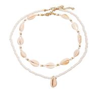 Boho Muschelkette Damen Set 2 Stück Muschel Kette Natürliche Muschel Halskette Sommer Schmuck Geschenk Boho Shell Halsketten Muschelschmuck Strand Accessoires Geburtstagsgeschenk für Frauen Mädchen