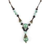 Boho-Perlen-Halskette für Damen, handgefertigt, böhmische Y-Kette mit bunten Keramikperlen, ethnischer Vintage-Hippie-Schmuck, Festival-Essential, unverzichtbar für tägliche Outfits, einzigartige