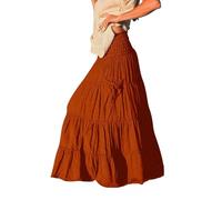 Boho Rock Damen Lang Baumwolle, Strandrock Damen Sommer Maxirock | Elegant Hochzeit Freizeitrock High Waist Sommerrock Mit Taschen Wickelrock Locker Damenrock Einfarbig Rock Knielangrock