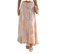 Boho-Rock, lang, schick, floral, Lange Röcke mit Schlitz, Langer Rock für Frauen, Vintage, hohe Taille, Polyester, Langer Rock für Frauen