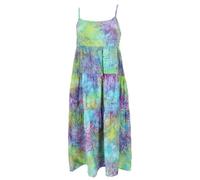 Boho Sommerkleid, luftiges Midikleid, Stufenkleid aus Viskose, grün, L