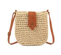 Boho Strohtasche für Damen, Handgefertigte Korbtasche mit Reißverschluss | Sommer Basttasche als Umhängetasche, Leichte Gewebte Tasche für Party, Strand, Urlaub und Reisen