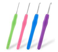 BOHUIZ 4 Stück Häkelnadel Set, 4 Größen Ergonomische Häkelnadeln Metall Häkelnadel mit Bunte Silikongriff 14 cm Crochet Hook für Anfänger und Häkelliebhaber (2/3/4/5 mm)