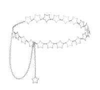 BOHUIZ Damen Stern Gürtel, Verstellbarer Silber Kettengürtel Taillenkette Mode Metall Bauchkette Belly Chain Taille Kette für Kleid Jeans
