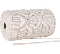 Boic Makramee Garn 4mm x 200m, 4-Strang Makramee Twisted Soft Unfained Kordel Baumwolle, Baumwollgarn Kordel-Strickarbeiten Kettgarn Baumwollschnur für DIY Handwerk, Backen, Geschenke Verpacken