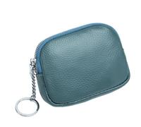 BOJHGO Weiche Geldbörse aus echtem Leder, Mini, kleine Damen-Geldbörse, Reißverschluss, Schlüsselanhänger, Clutch, niedliche Schlüsselhalter, Handtaschen Brieftasche Damen(Blue)
