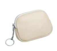 BOJHGO Weiche Geldbörse aus echtem Leder, Mini, kleine Damen-Geldbörse, Reißverschluss, Schlüsselanhänger, Clutch, niedliche Schlüsselhalter, Handtaschen Brieftasche Damen(White)