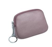 BOJHGO Weiche Geldbörse aus echtem Leder, Mini, kleine Damen-Geldbörse, Reißverschluss, Schlüsselanhänger, Clutch, niedliche Schlüsselhalter, Handtaschen Brieftasche Damen(Purple)