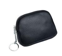 BOJHGO Weiche Geldbörse aus echtem Leder, Mini, kleine Damen-Geldbörse, Reißverschluss, Schlüsselanhänger, Clutch, niedliche Schlüsselhalter, Handtaschen Brieftasche Damen(Black)