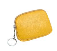 BOJHGO Weiche Geldbörse aus echtem Leder, Mini, kleine Damen-Geldbörse, Reißverschluss, Schlüsselanhänger, Clutch, niedliche Schlüsselhalter, Handtaschen Brieftasche Damen(Yellow)