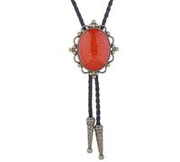 Bola Bolo-Krawatte - Anime-Bolo-Krawatte Mit Eingelegtem Bernstein Und Rubin, Modische Anhänger-Edelstein-Halskette, Für Männer Und Frauen, Lederseil, Hochzeits-Halskette, Western-Cowboy-Krawatt