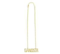 Boland 64335 - Halskette Gangsta, 1 Stück, Einheitsgröße, Wort an einer goldenen Kette, Modeschmuck, Verkleidung, Accessoire, Kostüm, Karneval, Hip Hop, Mottoparty