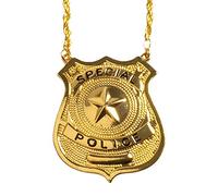 Boland 64344 - Halskette Special Police, Gold-Schwarz, Modeschmuck, Kette mit Anhänger, Collier, Polizei, Kostüm, Karneval, Mottoparty