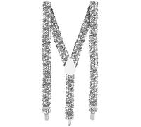 Boland - Hosenträger mit Pailletten, Gesamtlänge 75 cm mit Metallclips, Hosenhalter, Kostüm Accessoire für Karneval, Mottoparty oder JGA (Packung mit 6)