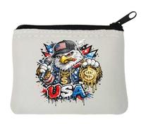 Bold Eagle Representing American Pride Neopren-Münzgeldbörse, 10 x 11 cm, Weiß