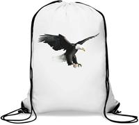 Bold Eagle Turnbeutel mit Flügeln, lässiger Kordelzug, Weiß