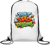 Bold Graffiti Street Art Expression Gym Sack Casual Drawstring Bag White