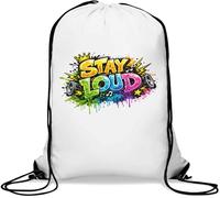 Bold Motivational Street Art Gym Sack Casual Drawstring Bag White