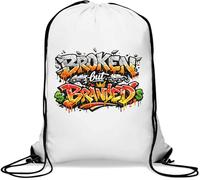 Bold Street Art Expression Gym Sack Casual Drawstring Bag White