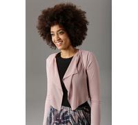 Bolero ANISTON SELECTED, Damen, Gr. 44, rosa (altrosa), Feinstrick, Obermaterial: 95% Viskose, 5% Elasthan. Chiffon: 100% Polyester, transparent, unifarben, figurumspielend taillenlang, eingesetzt nor