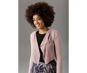 Bolero ANISTON SELECTED, Damen, Gr. 44, rosa (altrosa), Feinstrick, Obermaterial: 95% Viskose, 5% Elasthan. Chiffon: 100% Polyester, transparent, unifarben, figurumspielend taillenlang, eingesetzt nor