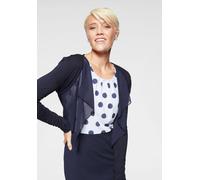 Bolero ANISTON SELECTED, Damen, Gr. 46, blau (marine), Feinstrick, Obermaterial: 95% Viskose, 5% Elasthan. Chiffon: 100% Polyester, leicht transparent, unifarben, figurumspielend taillenlang, eingeset