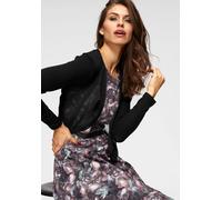 Bolero ANISTON SELECTED, Damen, Gr. 48, schwarz, Feinstrick, Obermaterial: 95% Viskose, 5% Elasthan. Chiffon: 100% Polyester, leicht transparent, unifarben, figurumspielend taillenlang, eingesetzt nor