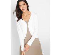 Bolero BONPRIX "Kurze Strickjacke mit Viskose", Damen, Gr. 40/42 (M), weiß, Feinstrick, Obermaterial: 80% Viskose, 20% Polyamid, festlich, loose fit taillenbedeckt, V-Ausschnitt, Flachstrickbündchen,
