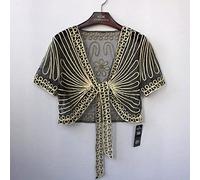 Bolero Damen,Bolero Für Damen, Häkelspitze, Kurzes Oberteil, Elegante, Kurzärmlige Strickjacke Mit Schnürung, Vorne Offen, Durchsichtig, Schulterjacke, Umhang, Abendparty, Überzug Für Kleider, Schwa