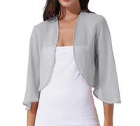 Bolero Damen Festlich,Damen-Chiffon-Bolero-Shrugs, Kurze Oberteile, Elegante Kurzarm-Strickjacke Mit Offener Vorderseite, Transparente Shrugs-Oberteile, Schulterjacke, Umhang, Abendgesellschaft, Ver