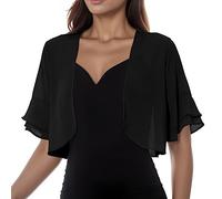 Bolero Damen Festlich Elegant Chiffon Cardigan Brautjacke Strickjacke Bolero Kurzarm Jäckchen für Abendkleid Festlich Kurze 3/4 Ärmel Schulterjacke Offene Crop Jacke Casual Shrug Top Boleros für Damen