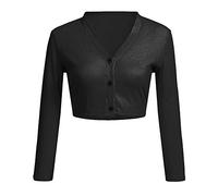Bolero Damen Festlich Kurz Strickjacke mit V-Ausschnitt 3/4 Ärmel Boleroshrug Elegant Langarm Open Front Cropped Cardigan Schulterjacke Bolerojacke Strick Jäckchen Short Gestrickte Strickjacke