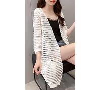 Bolero Damen Festlich,Lange Damen-Strickjacke, Leicht, Durchsichtig, Bolero-Shrugs, Elegante Kurzarm-Cardigan, Vorne Offen, Mesh-Shrugs-Tops, Jacke, Abend-Strandbekleidung, Bikini-Cover-Up-Schalblus