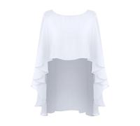 Bolero Damen Frauen Weiche Capes Hochzeit Jacke Chiffon Shrug Braut Bolero Lange Schal Und Wraps(WHITE)