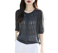 Bolero Damen Kurzarm, Kurzer Cardigan Für Damen, Gehäkelter Schulterwärmer Mit Lochmuster, Eleganter, Transparenter Netzpullover, Leichtes Und Trendiges Sommeroberteil Für Büro Und Frei