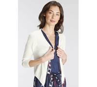 Bolero DELMAO, Damen, Gr. 44/46, weiß (sanftes weiß), Feinstrick, Obermaterial: 50% Baumwolle, 50% Polyacryl, unifarben, figurbetont kurz, ohne Ausschnitt, Strickjacken Bolero, in offener Kurzform (30