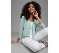 Bolero FLASHLIGHTS "aus leichtem Jersey-Material", Damen, Gr. 52/54, mint, melange, Jersey, Obermaterial: 50% Polyester, 45% Viskose, 5% Elasthan, unifarben, figurumspielend kurz, V-Ausschnitt, Strick