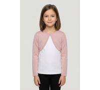 Bolero HAPPY GIRLS, Mädchen, Gr. 104, dusty rose, Strick, Obermaterial: 70% Baumwolle, 30% Polyester, Glitzermuster, unifarben, festlich, bauchfrei, Rundhals, gewellter Abschluss, Strickjacken Bolero,