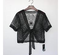 Bolero Mädchen Festlich,Bolero Für Damen, Häkelspitze, Kurzes Oberteil, Elegante Spitze, Kurzärmlig, Strickjacke, Vorne Offen, Durchsichtig, Schulterjacke, Umhang, Abendparty, Überzug Für Kleider, S