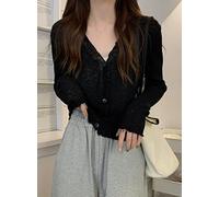 Bolero Mädchen Festlich,Damen Gestrickte Spitze Bolero Shrugs Cropped Tops Elegante Langarm Strickjacke Offene Vorderseite Sheer Shrugs Tops Schulterjacke Umhang Abendgesellschaft Vertuschung Für Kl