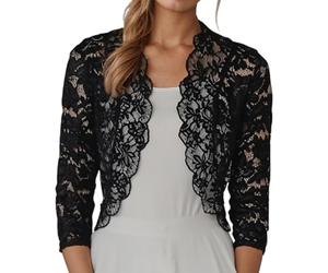 Bolero Schwarz,Bolero Damen Festlich,Spitze Cardigan,Stola für Abendkleid,Strickjacke Kurz,Elegant Cropped,Dünne Langarm Wickeljacke,Wickeltop,Brautjacke,Wrap Top,Dirndl Jacke,Mesh Shrug,Trachtenjacke