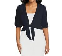 Bolero Shrug für Damen Sommer Chiffon Cardigans Damen Halbarm Strickjacken mit Bindebändern und Offener Vorderseite Transparente Schaltops Dünne Kurze Cardigan Jacken Abend und Hochzeits Strickja