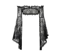 Bolero Shrug Goth Crop Top Fairy Shrugs für Kleider, Schwarz 3, Small