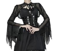 Bolero Shrug Goth Crop Top Fairy Shrugs für Kleider, Schwarz 7, Large