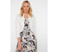 Boleroblazer BONPRIX, Damen, Gr. 44, weiß, Obermaterial: 97% Baumwolle, 3% Elasthan. Futter: 100% Polyester, slim fit, Blazer Boleroblazer, elegante Wellenkante, aus Baumwolle und Elasthan, Slim fit (