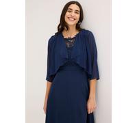 Boleroblazer BONPRIX, Damen, Gr. 48, dunkelblau, Chiffon, Obermaterial: 100% Polyester, leicht transparent, unifarben, figurumspielend taillenlang, Blazer, für festliche Anlässe und Hochzeiten, 3/4-Är