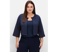 Boleroblazer SHEEGO "Bolero", Damen, Gr. 50, blau (marine), 54% Polyester, 41% Viskose, 5% Elasthan, Blazer (44611350-50) marine
